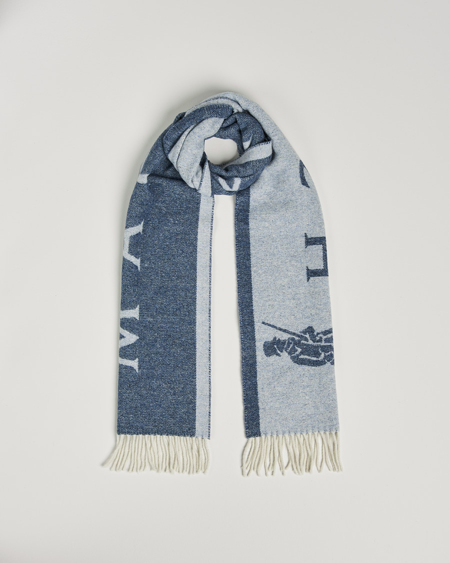 Hombres | Mackintosh Edinburg Wool Scarf Blue | Mackintosh | Edinburg Wool Scarf Blue