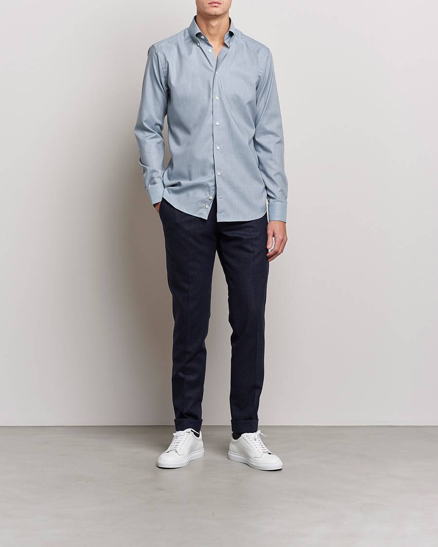 Hombres | Camisas | Eton | Wrinkle Free Button Down Oxford Shirt Light Blue