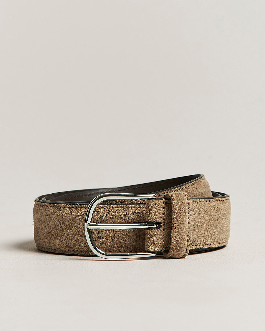 Hombres | Cinturones | Anderson's | Suede 3,5 cm Belt Beige
