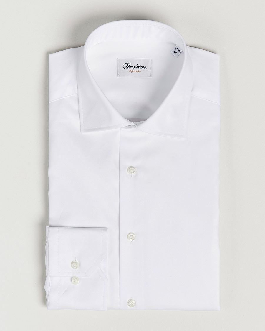 Hombres | Camisas | Stenströms | Superslim Plain Shirt White