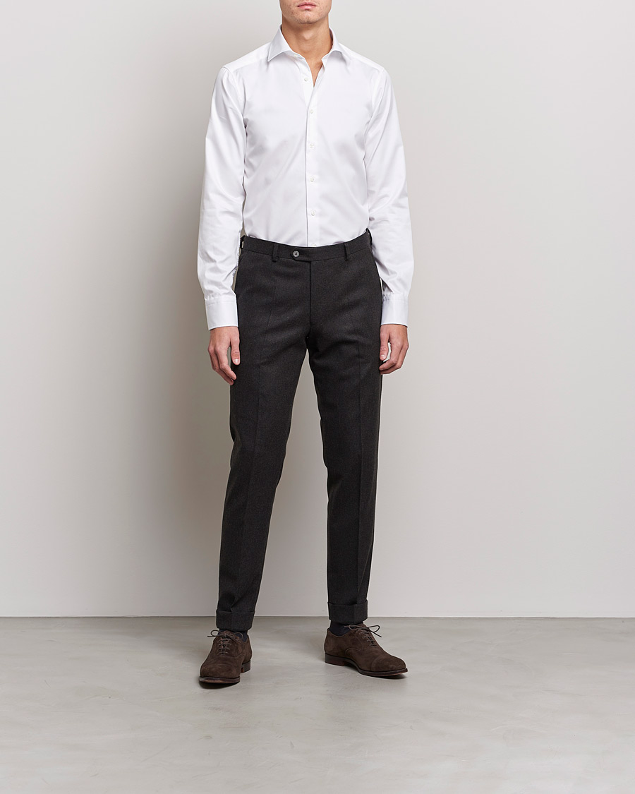 Hombres | Camisas | Stenströms | Superslim Plain Shirt White