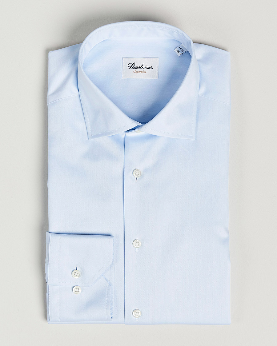 Hombres | Camisas | Stenströms | Superslim Plain Shirt Blue
