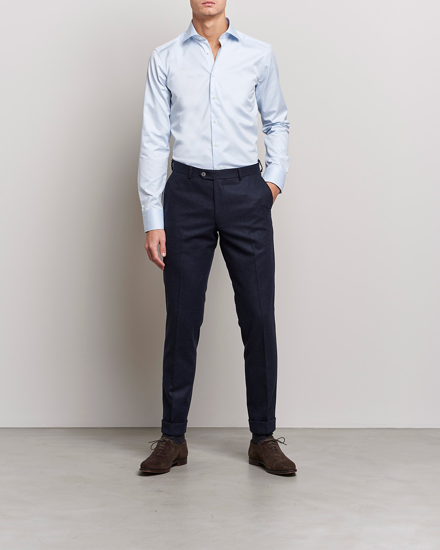 Hombres | Camisas de vestir | Stenströms | Superslim Plain Shirt Blue