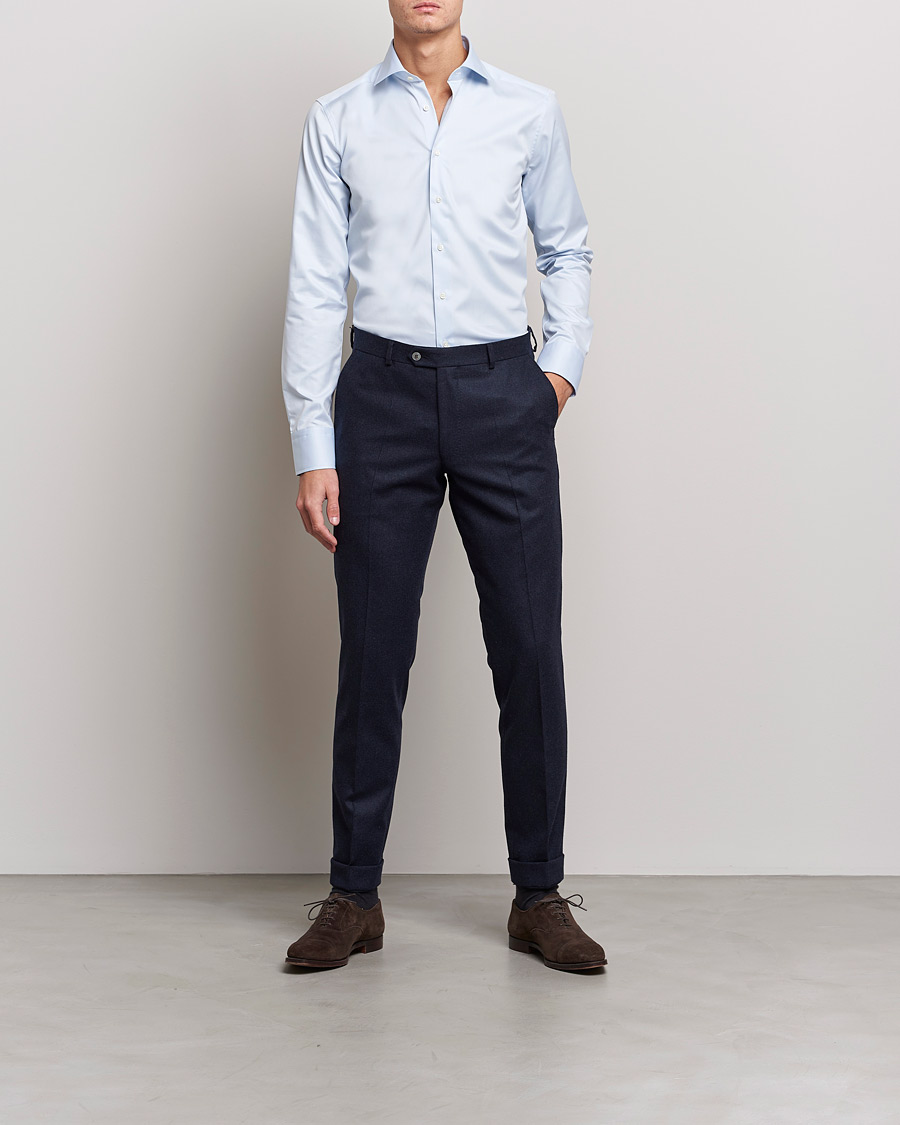 Hombres | Camisas | Stenströms | Superslim Plain Shirt Blue