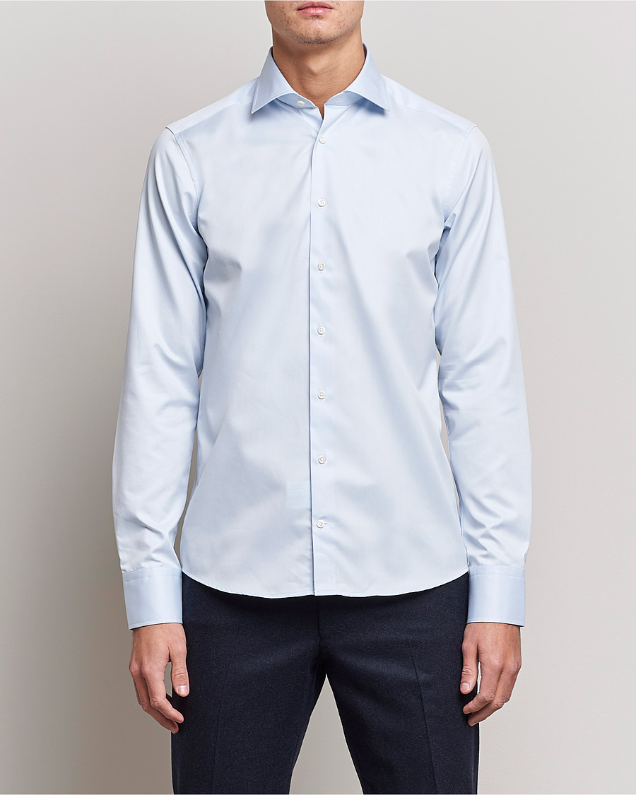 Hombres | Camisas | Stenströms | Superslim Plain Shirt Blue