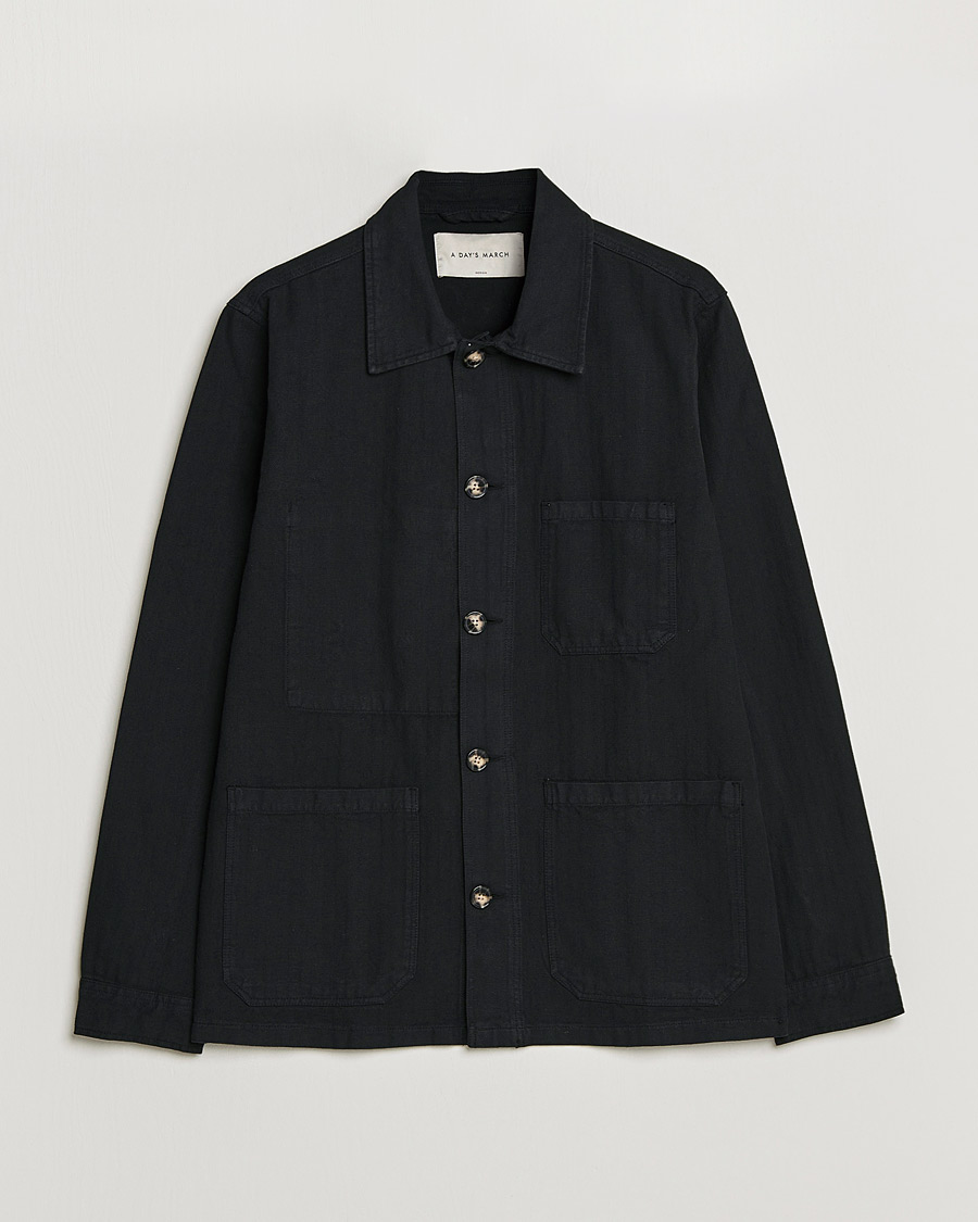 Hombres | Camisas | A Day's March | Original Herringbone Overshirt Black