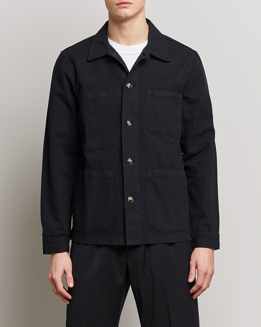 Hombres | Camisas | A Day's March | Original Herringbone Overshirt Black