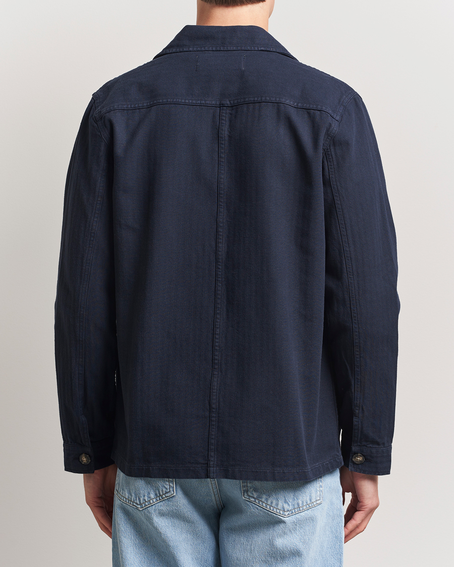 Hombres | Camisas | A Day's March | Herringbone Overshirt Navy
