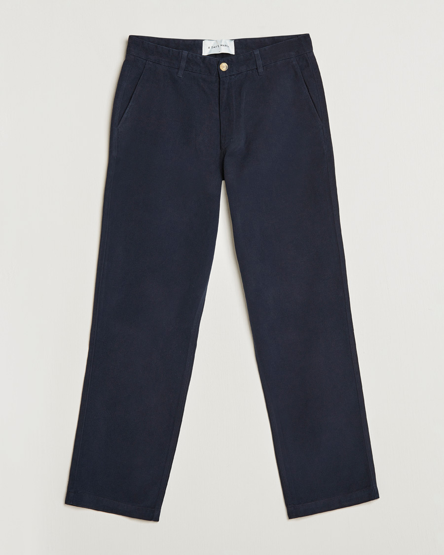 Hombres | Pantalones | A Day's March | Redwood Cotton/Tencel Trousers Navy