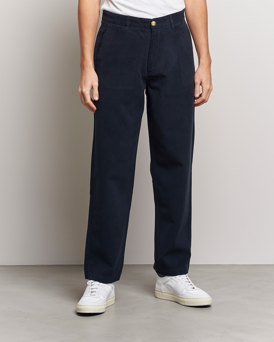 Hombres | Pantalones | A Day's March | Redwood Cotton/Tencel Trousers Navy
