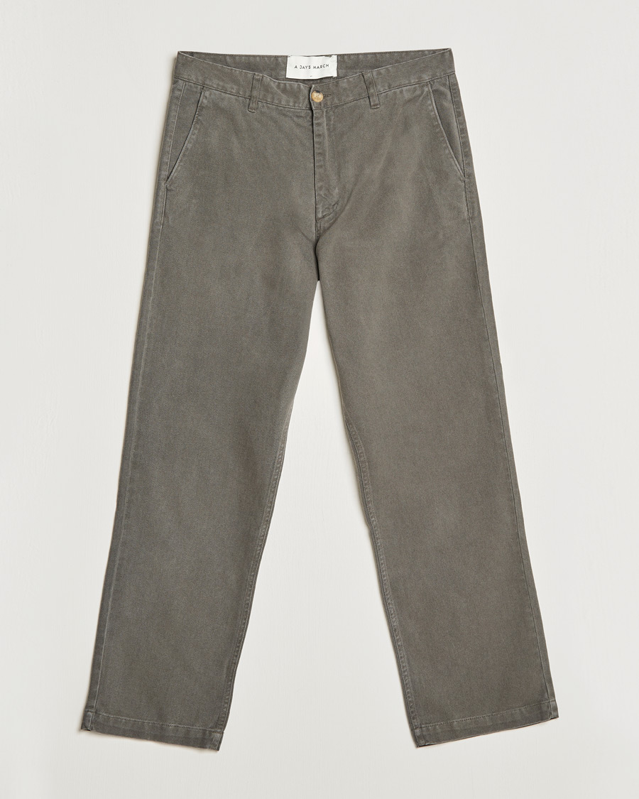Hombres | Pantalones | A Day's March | Redwood Cotton/Tencel Trousers Olive