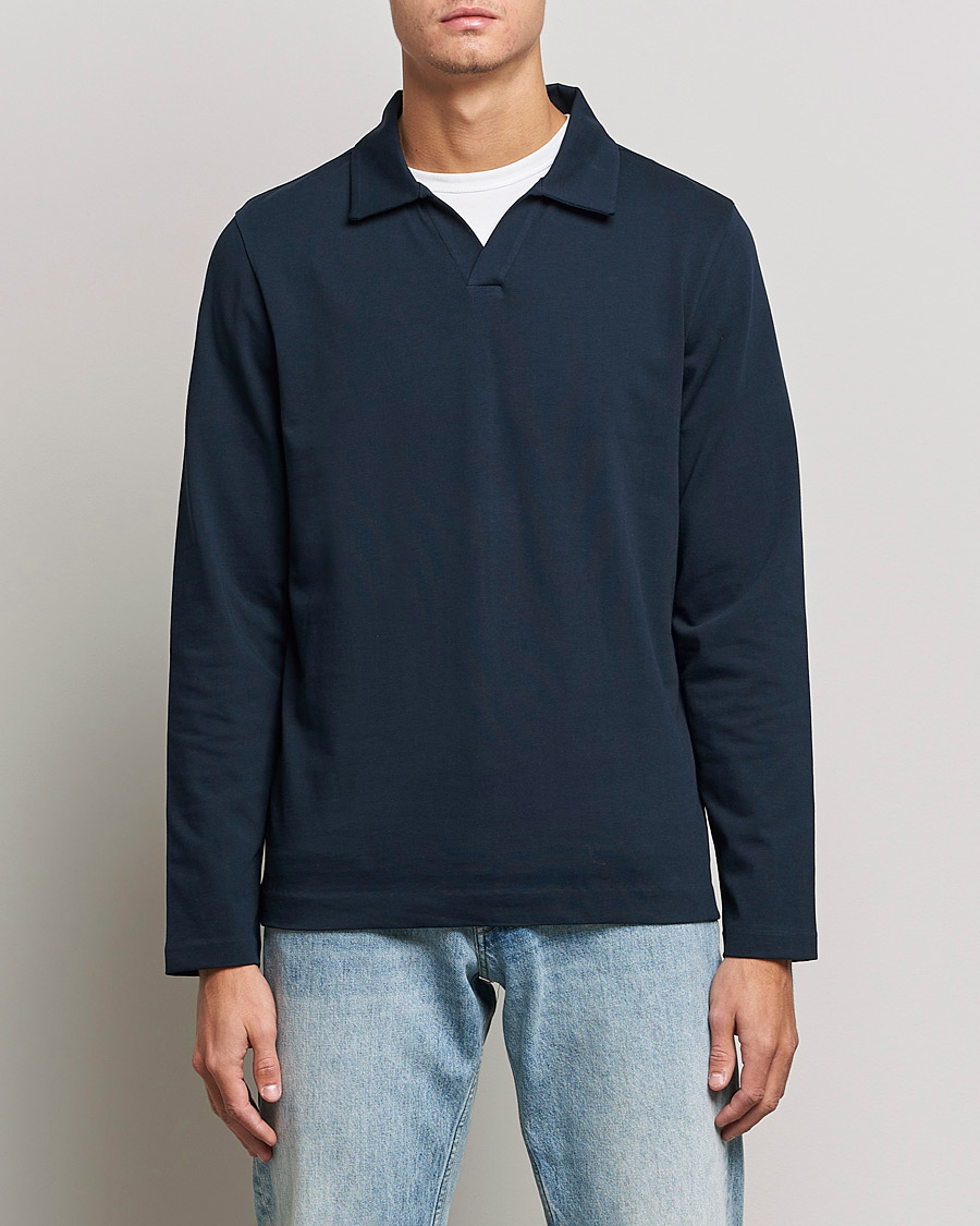 Hombres | Jerséis y prendas de punto | A Day's March | Branford Long Sleeve Jersey Polo Navy