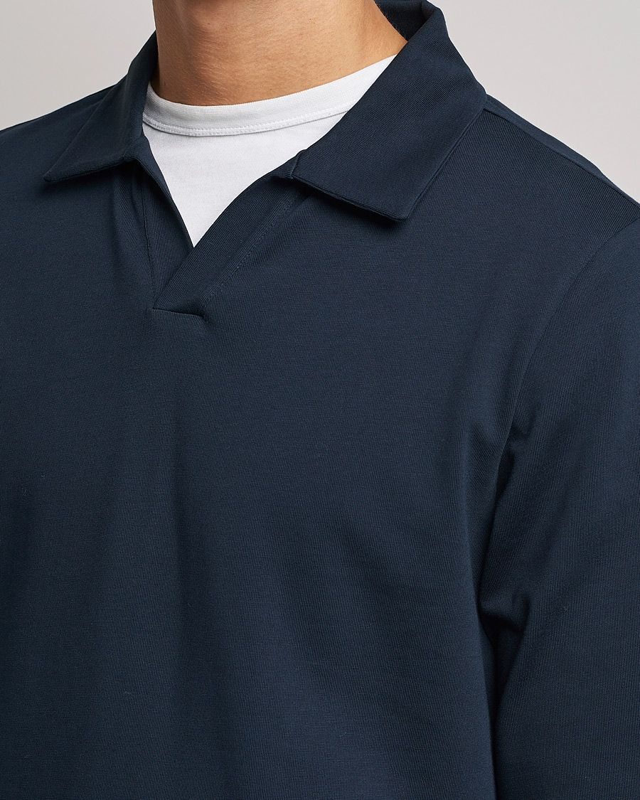 Hombres | Jerséis y prendas de punto | A Day's March | Branford Long Sleeve Jersey Polo Navy