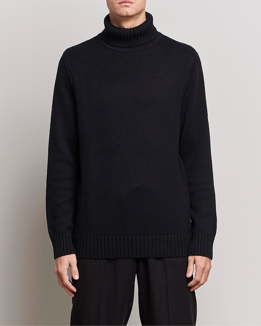 Hombres | Business & Beyond | A Day's March | Forres Cotton/Cashmere Rollneck Black