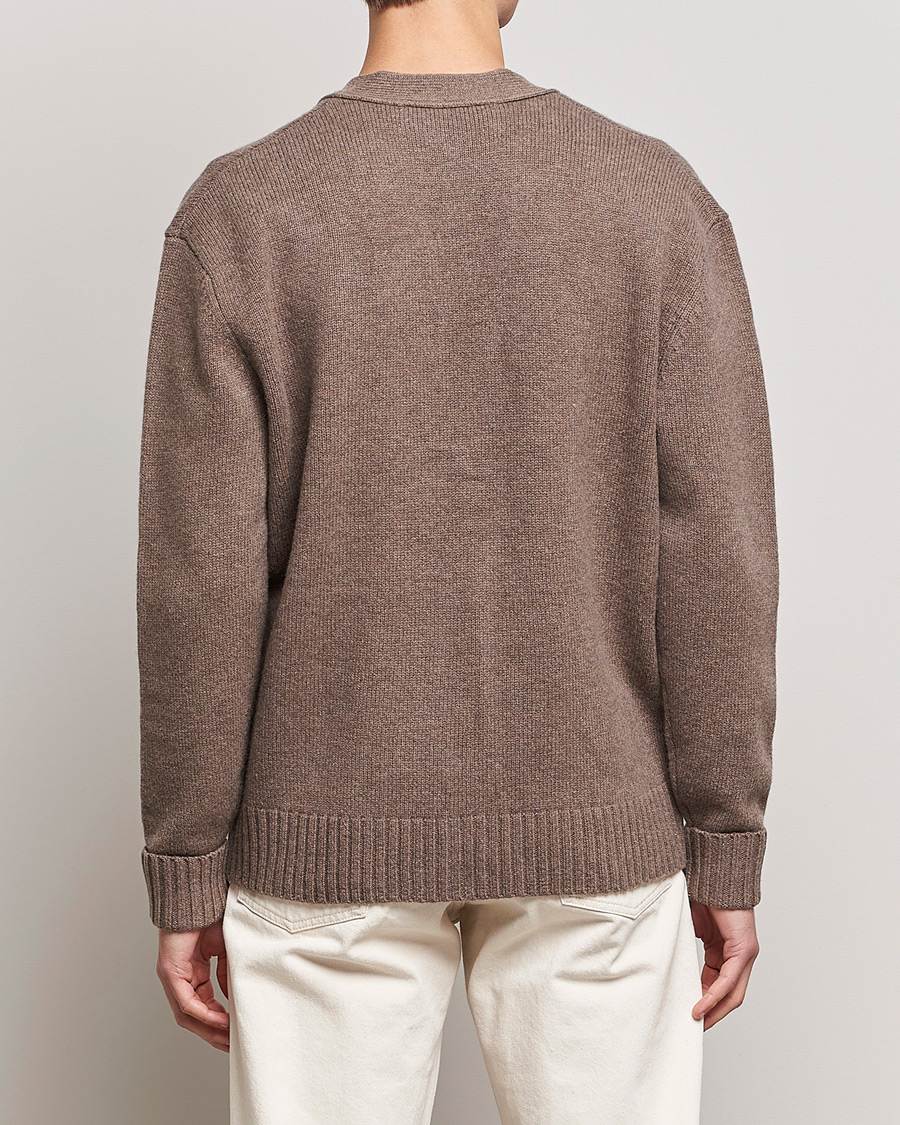 Hombres | Jerséis y prendas de punto | A Day's March | Snag Lambswool Cardigan Taupe Melange