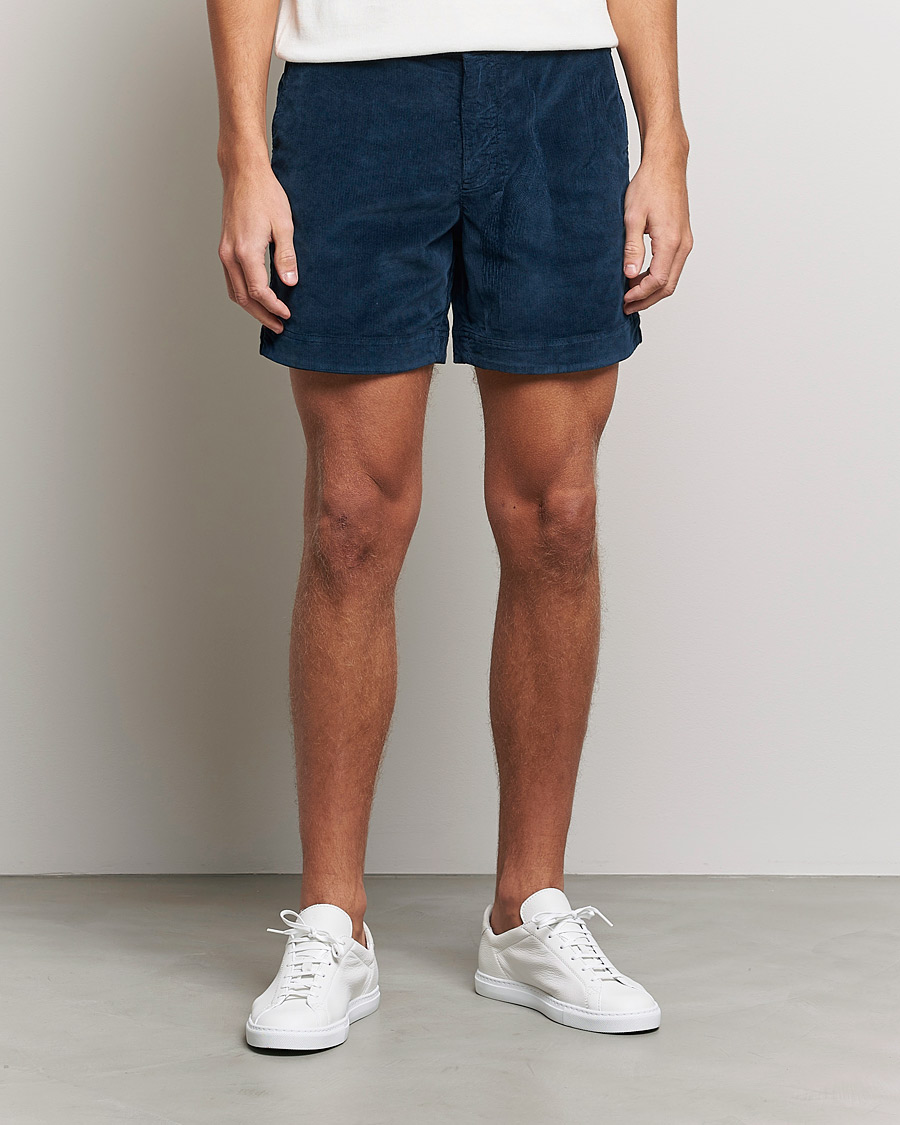 Hombres | Pantalones cortos | Orlebar Brown | Bulldog Corduroy Drawcord Shorts Midnight Navy