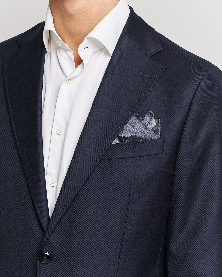 Hombres | Pañuelos de bolsillo | Stenströms | Silk Handkerchief Mid Grey