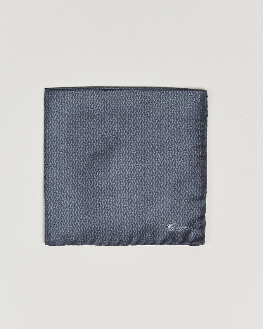 Hombres | Pañuelos de bolsillo | Stenströms | Silk Handkerchief Mid Grey