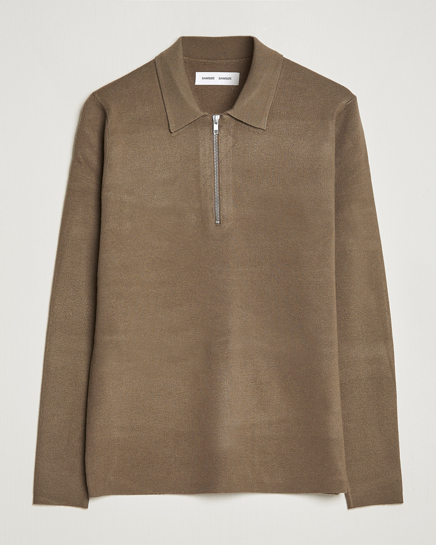Hombres | Jerséis y prendas de punto | Samsøe Samsøe | Samsøe & Samsøe Guna Half Zip Stone Grey