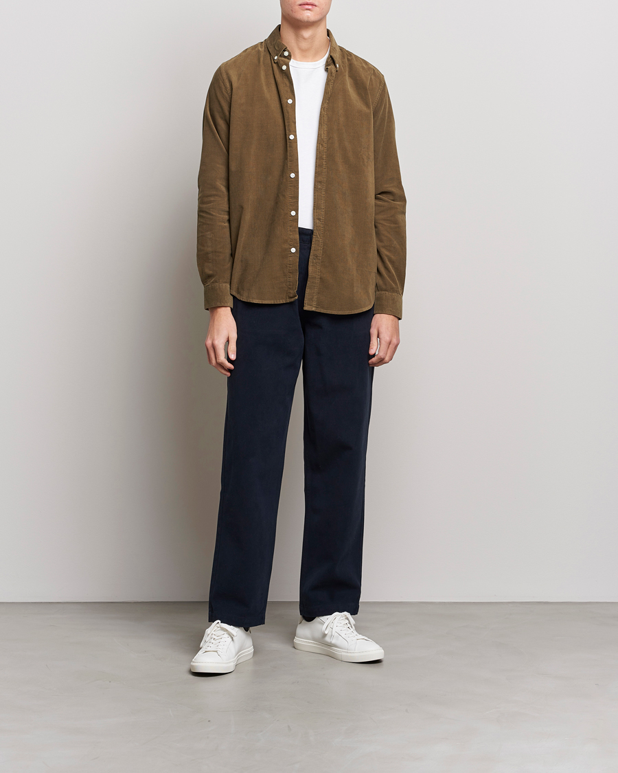 Hombres | Camisas | Samsøe Samsøe | Samsøe & Samsøe Liam Organic Cotton Corduroy Shirt Stone Gray