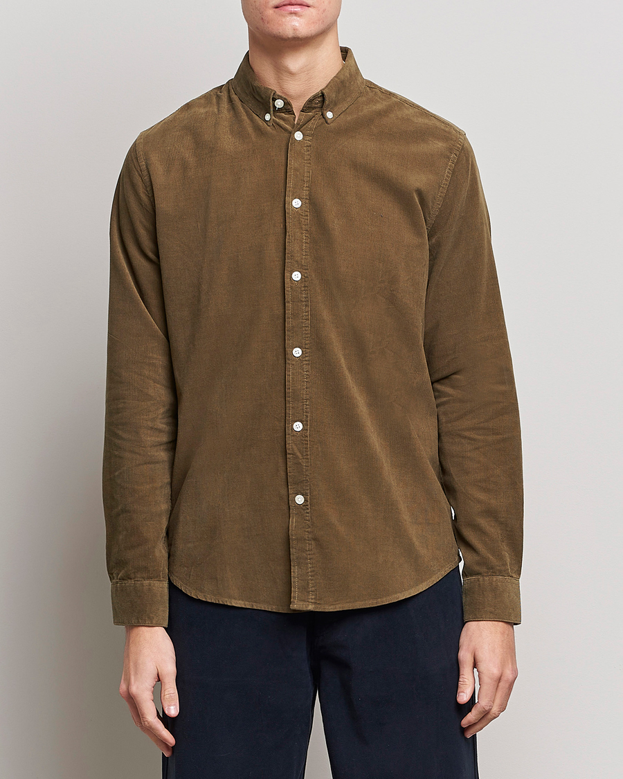 Hombres | Camisas | Samsøe Samsøe | Samsøe & Samsøe Liam Organic Cotton Corduroy Shirt Stone Gray