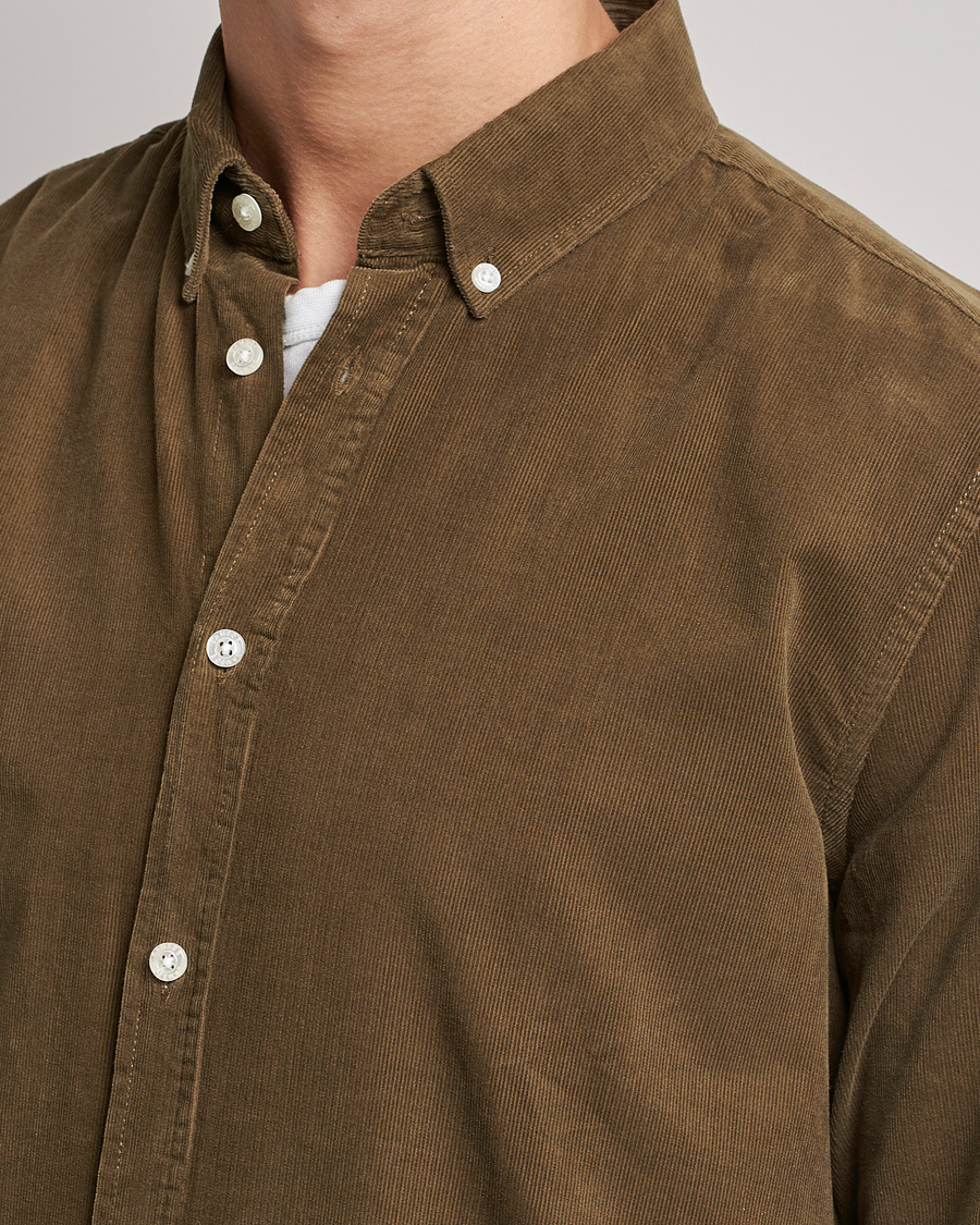 Hombres | Camisas | Samsøe Samsøe | Samsøe & Samsøe Liam Organic Cotton Corduroy Shirt Stone Gray