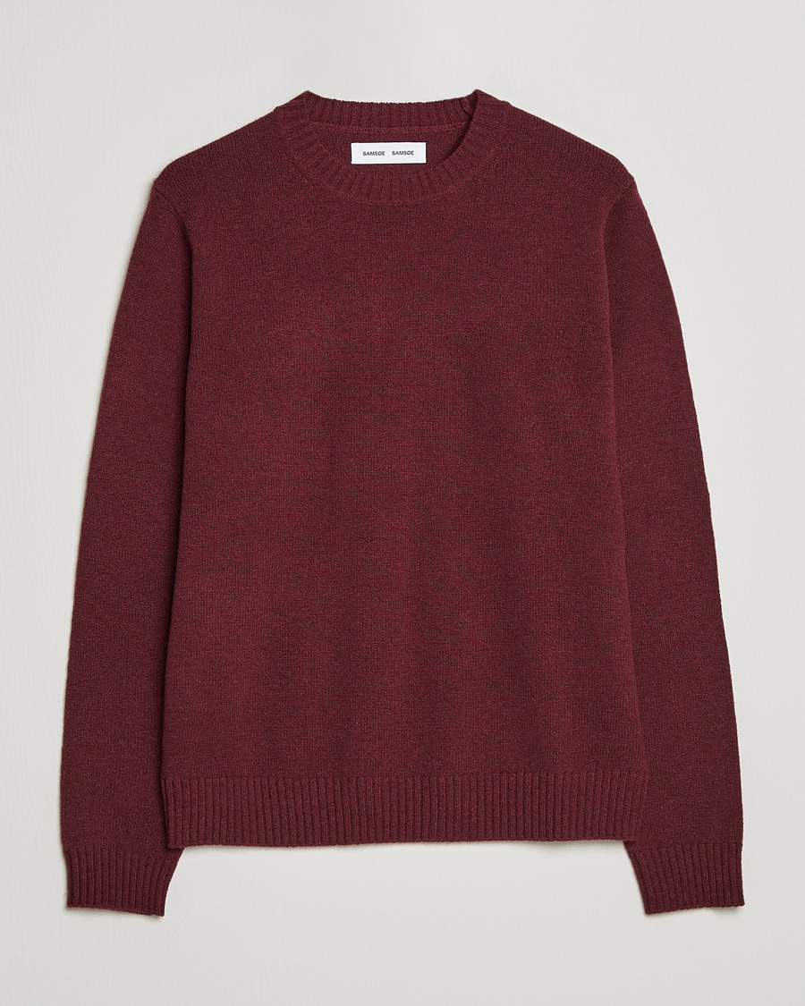 Hombres | Jerséis y prendas de punto | Samsøe Samsøe | Samsøe & Samsøe Sylli Wool Crew Neck Windsor Wine