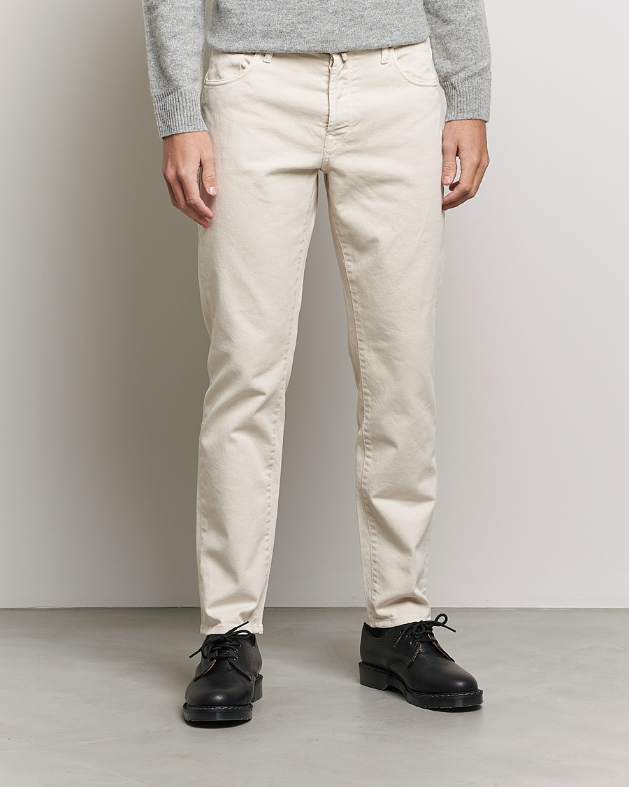 Hombres | Pantalones | Incotex | Bull Denim 5-Pocket Pants White