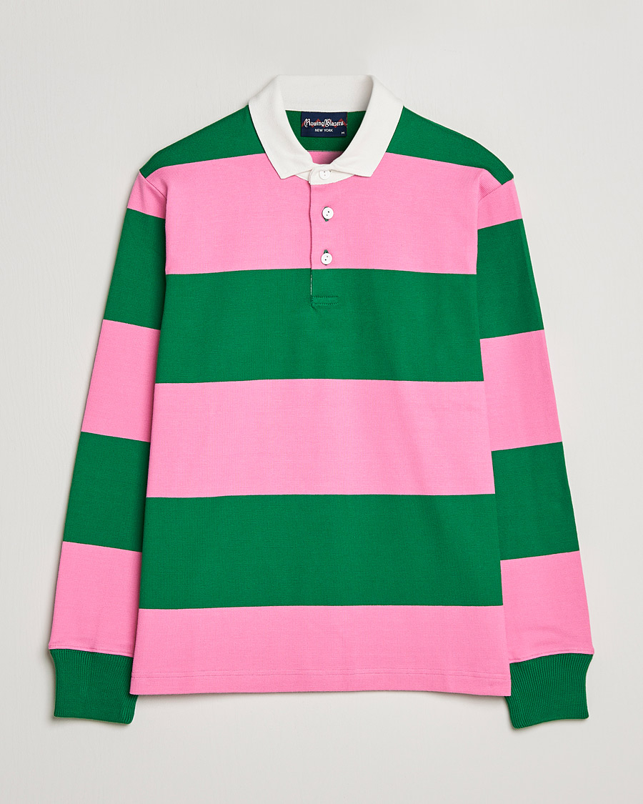 Hombres | Jerséis y prendas de punto | Rowing Blazers | Block Stripe Rugby Pink/Green