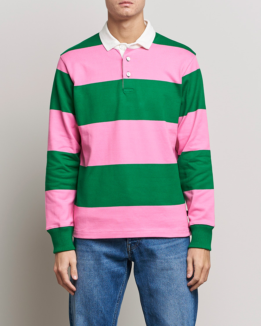 Hombres | Jerséis y prendas de punto | Rowing Blazers | Block Stripe Rugby Pink/Green