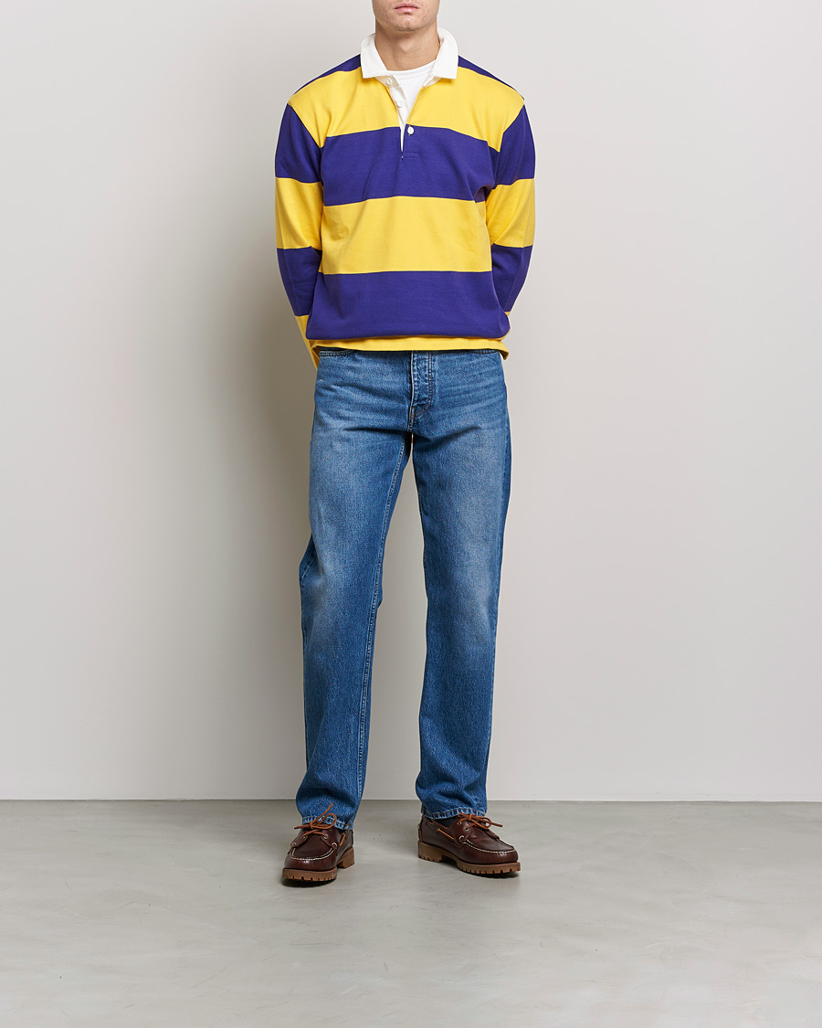 Hombres | Jerséis y prendas de punto | Rowing Blazers | Horizontal Stripe Rugby Gold/Purple