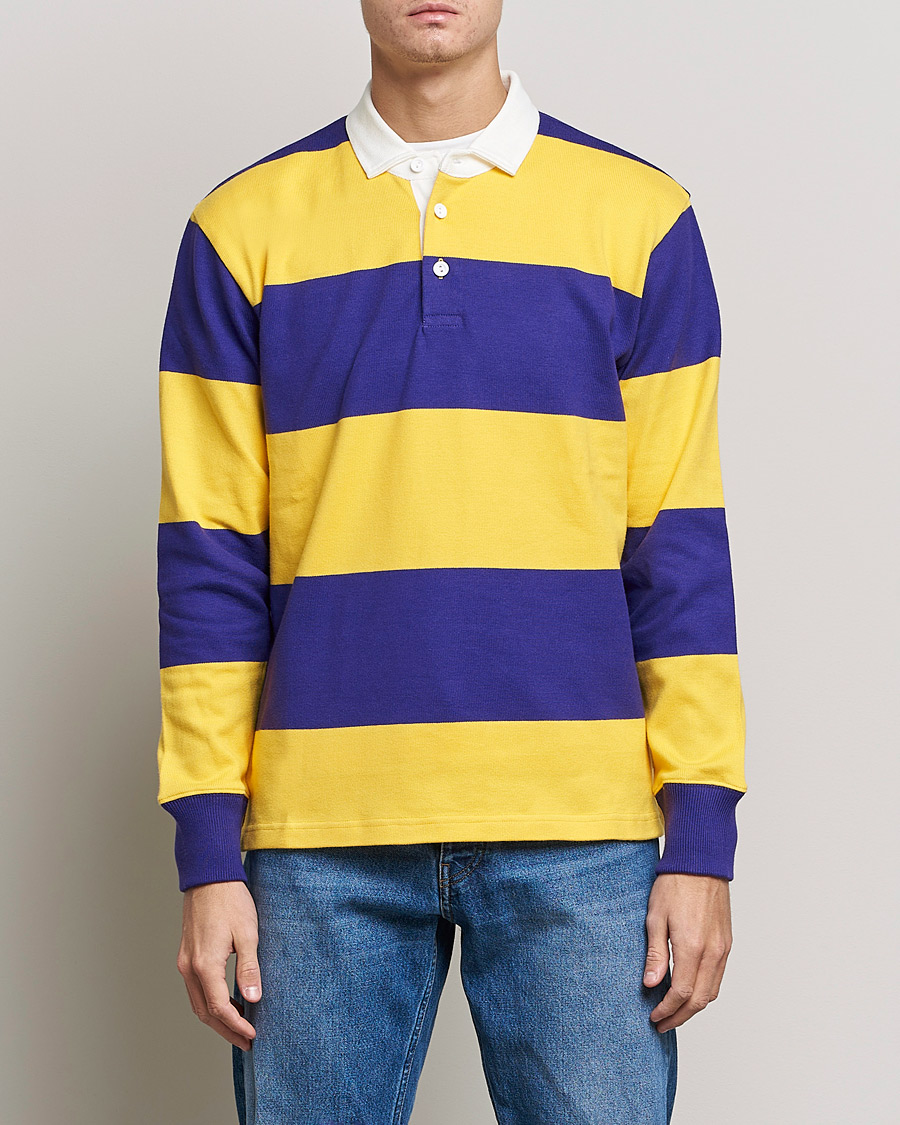 Hombres | Jerséis y prendas de punto | Rowing Blazers | Horizontal Stripe Rugby Gold/Purple