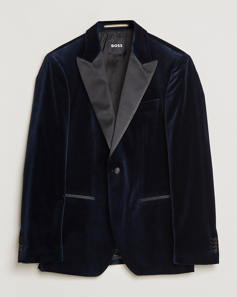 Hombres | Blazers | BOSS BLACK | Hutson Velvet Tuxedo Blazer Dark Blue