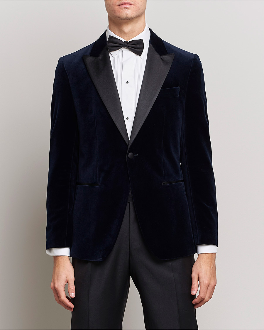 Hombres | Blazers | BOSS BLACK | Hutson Velvet Tuxedo Blazer Dark Blue