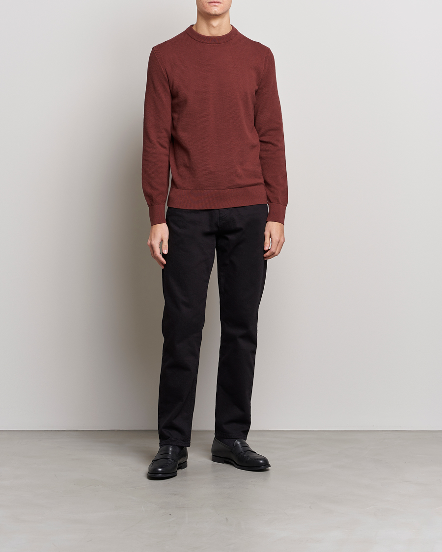 Hombres | Jerséis y prendas de punto | BOSS BLACK | Ecaio Knitted Structured Sweater Medium Brown