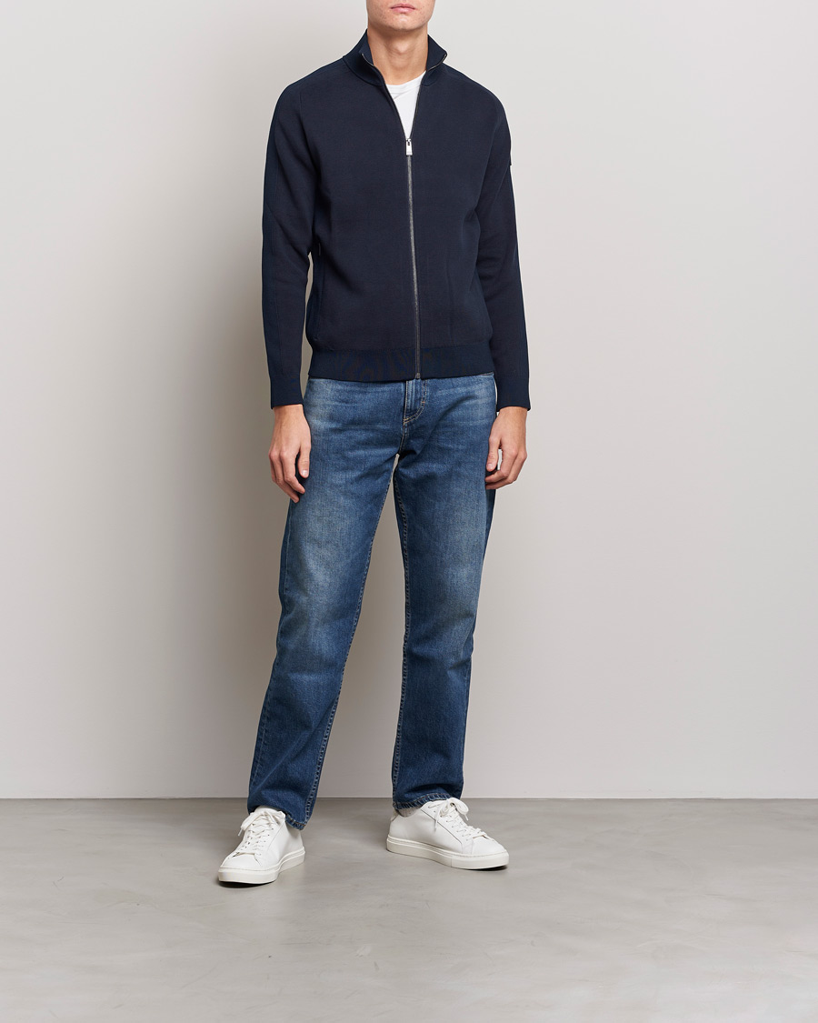 Hombres | Jerséis y prendas de punto | BOSS BLACK | Fisio Knitted Full Zip Dark Blue