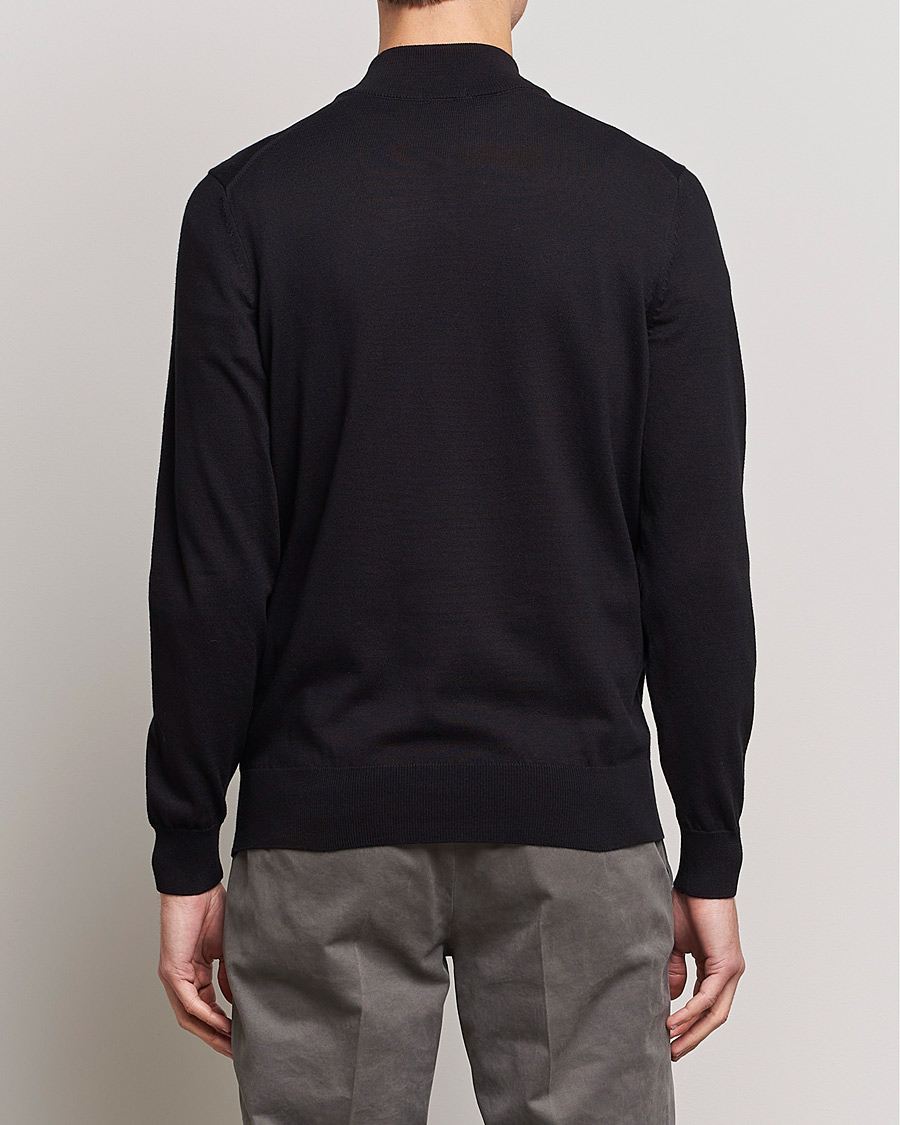 Hombres | Jerséis y prendas de punto | BOSS BLACK | Padro Merino Knitted Half Zip Black