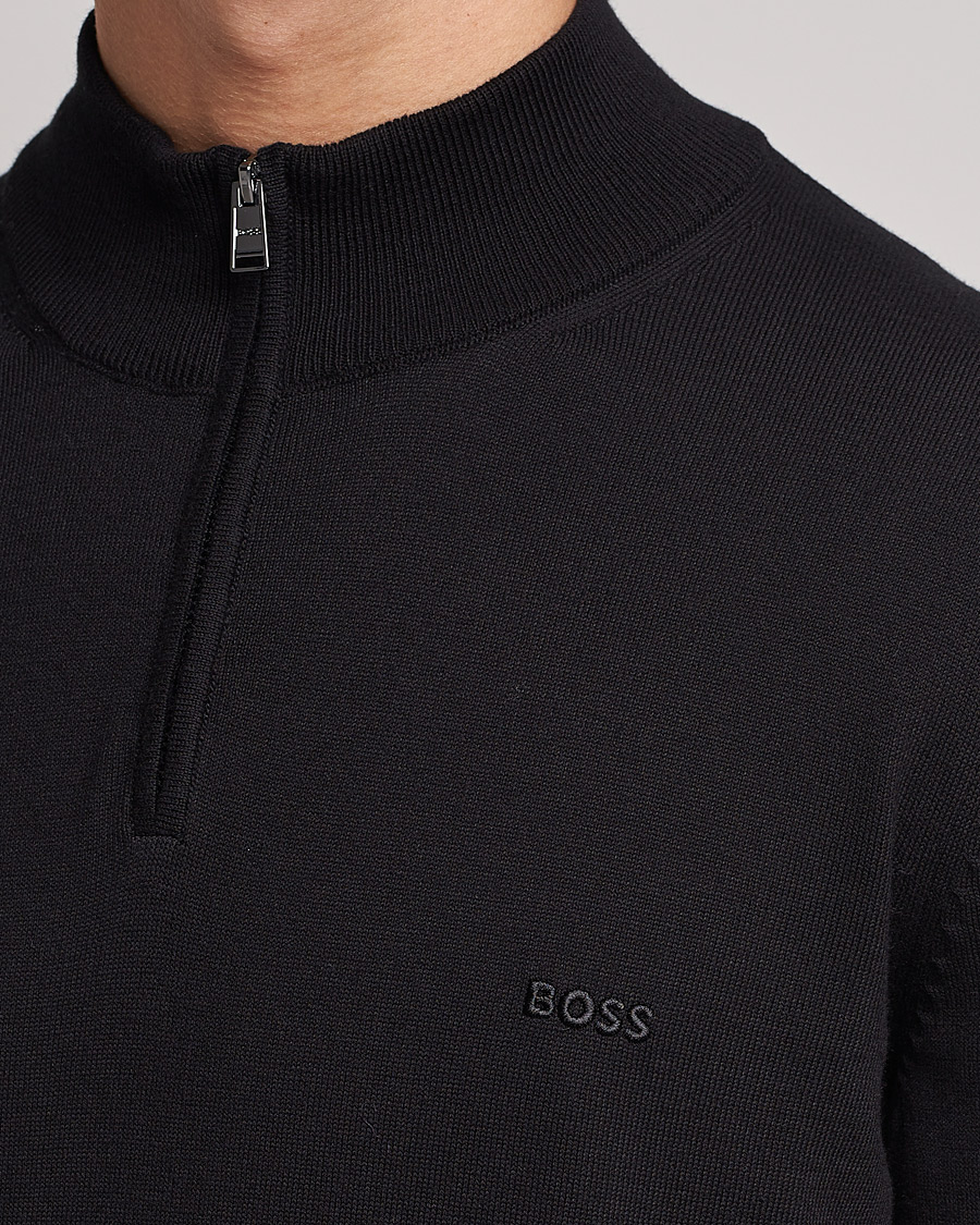 Hombres | Jerséis y prendas de punto | BOSS BLACK | Padro Merino Knitted Half Zip Black