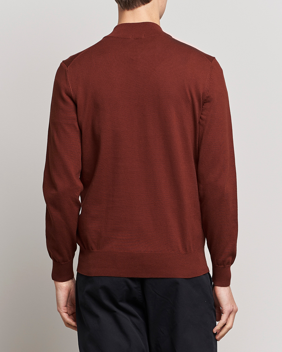 Hombres | Jerséis y prendas de punto | BOSS BLACK | Padro Merino Knitted Half Zip Medium Brown