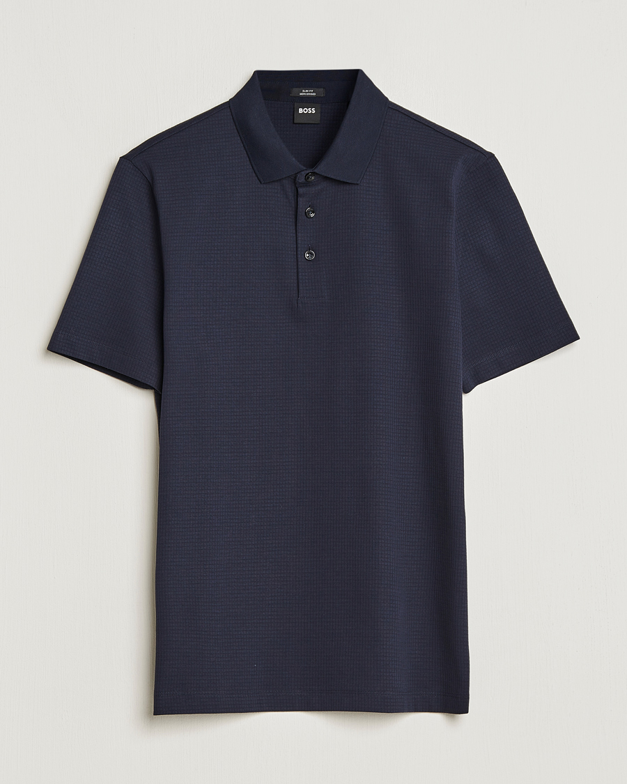Hombres | Polos | BOSS BLACK | Pitton Waffle Polo Dark Blue