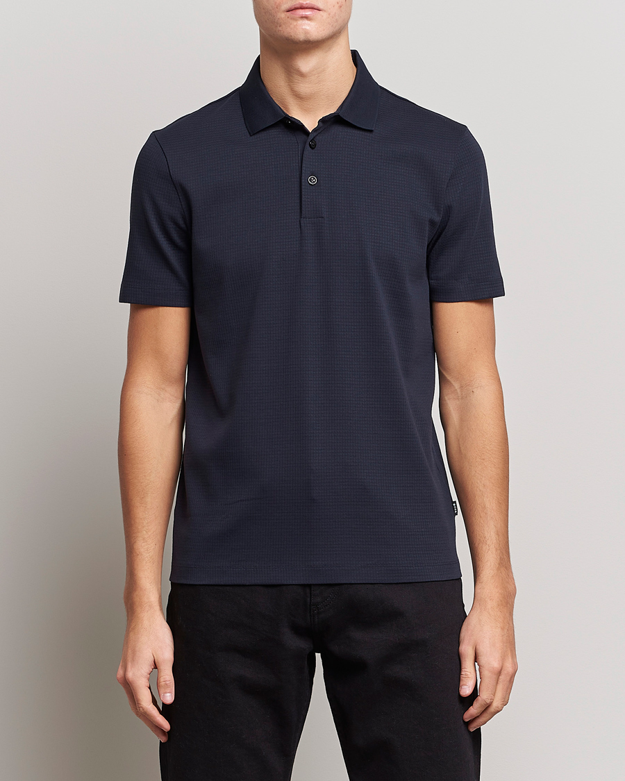 Hombres | Polos | BOSS BLACK | Pitton Waffle Polo Dark Blue