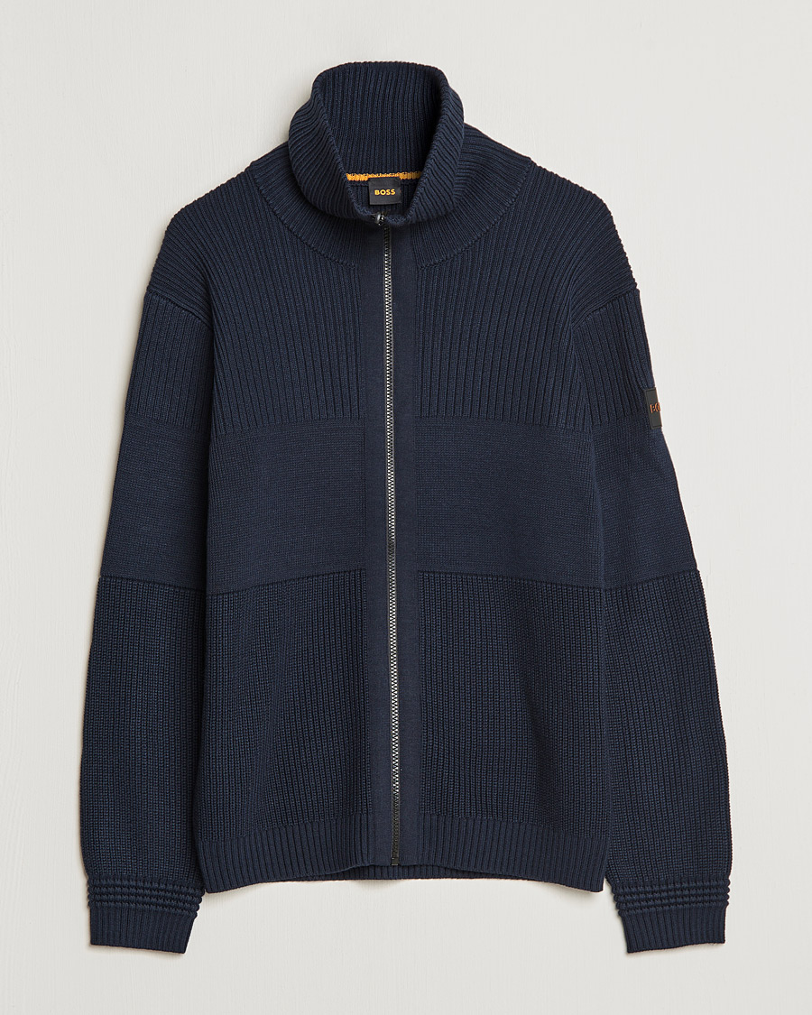 Hombres | Jerséis y prendas de punto | BOSS ORANGE | Kamondo Full Zip Sweater Dark Blue