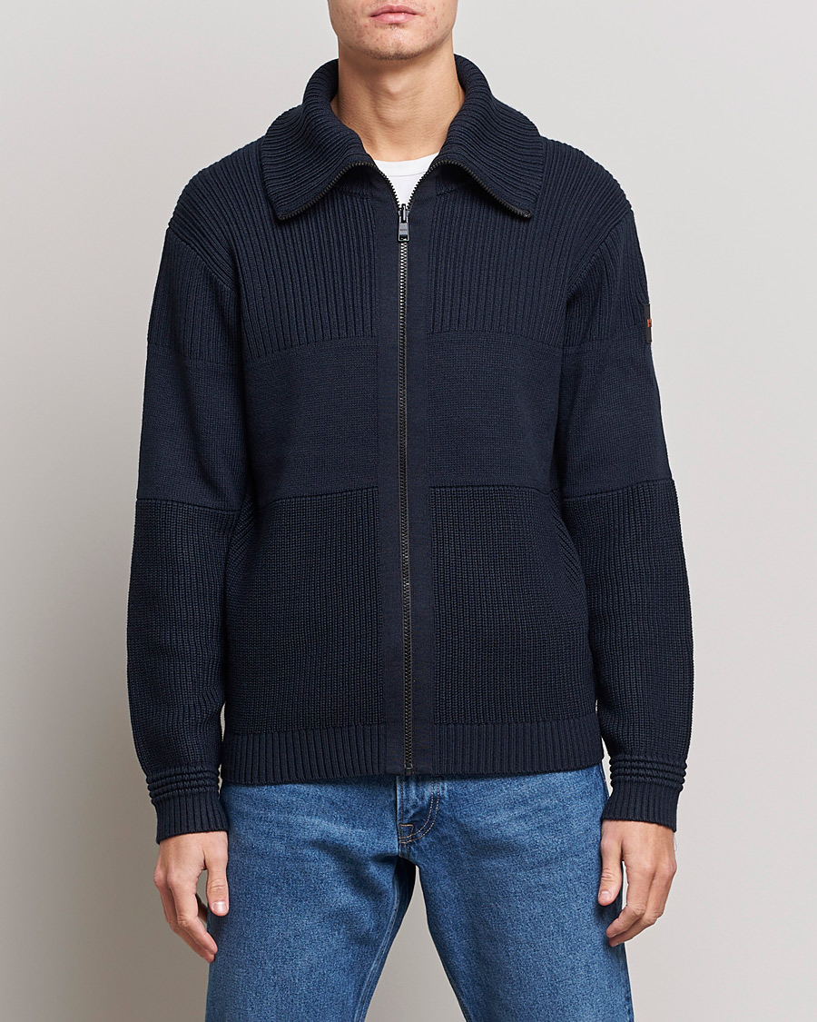 Hombres | Jerséis y prendas de punto | BOSS ORANGE | Kamondo Full Zip Sweater Dark Blue