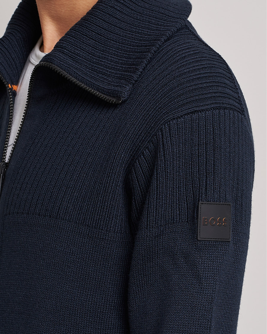 Hombres | Jerséis y prendas de punto | BOSS ORANGE | Kamondo Full Zip Sweater Dark Blue