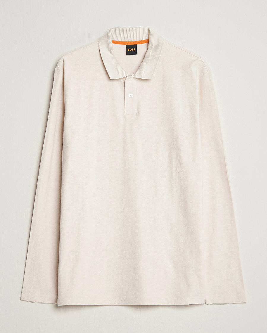 Hombres | Jerséis y prendas de punto | BOSS ORANGE | Pecollege Knitted Polo Open White