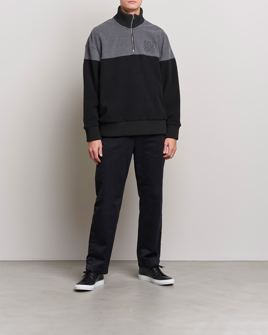 Hombres | Jerséis y prendas de punto | HUGO | Dorpin Half Zip Sweater Black