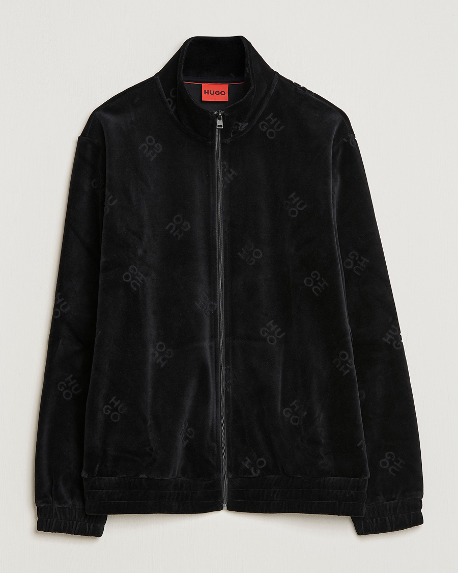 Hombres | Jerséis y prendas de punto | HUGO | Dornbill Velvet Full Zip Jacket Black