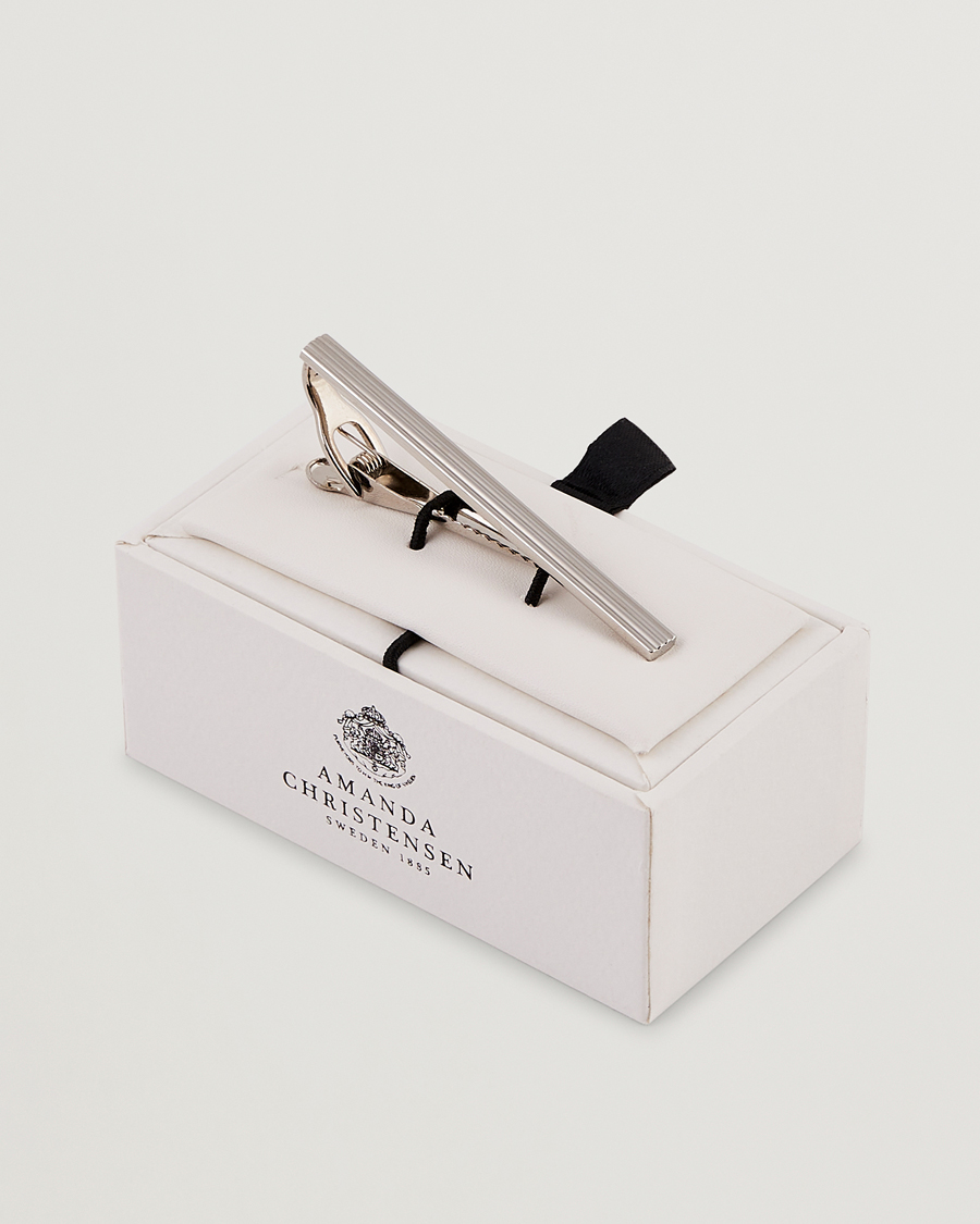 Hombres | Corbatas | Amanda Christensen | Ribbed Tie Clip Silver