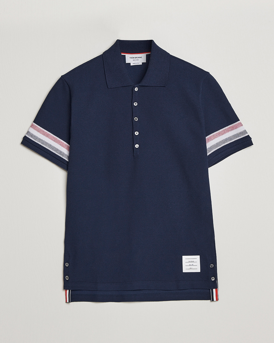 Hombres | Polos | Thom Browne | RWB Stripe Polo Shirt Navy