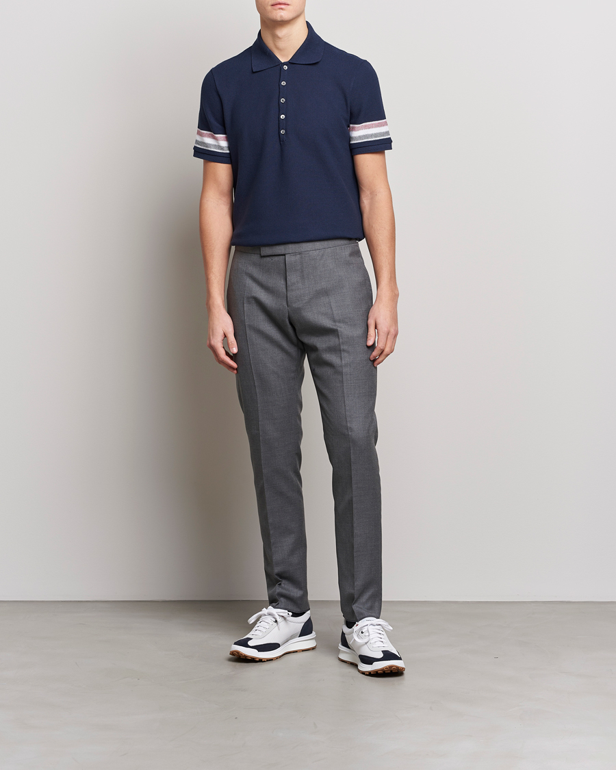 Hombres | Polos | Thom Browne | RWB Stripe Polo Shirt Navy